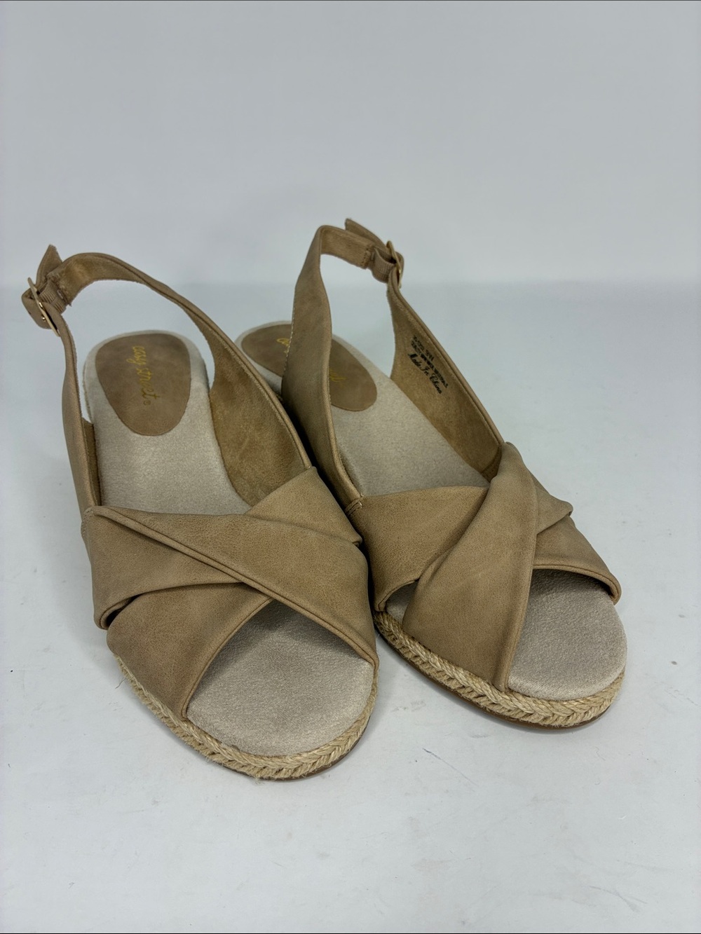 NWOT Women's East Street Tan Slingback Wedge Suede Sandals 

Size 9